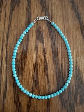 Anklet Turquoise 3mm Natural Beads 9.5"